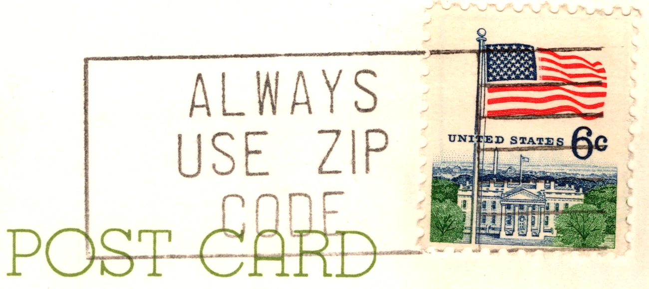 A machine slogan cancel reading Always Use Zip Code, postmarked June 1969, from the Postcard Origins collection
